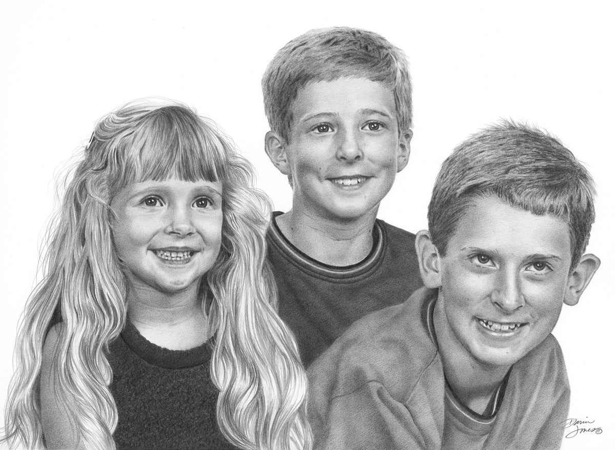 Harrison Kids, Graphite on Museum Board