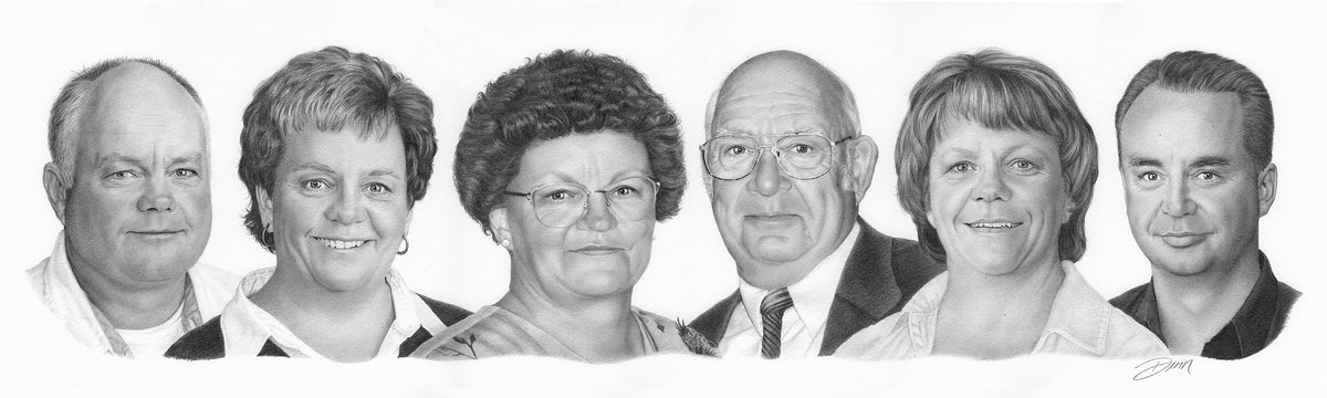 Wiggill Family, Graphite on Museum Board