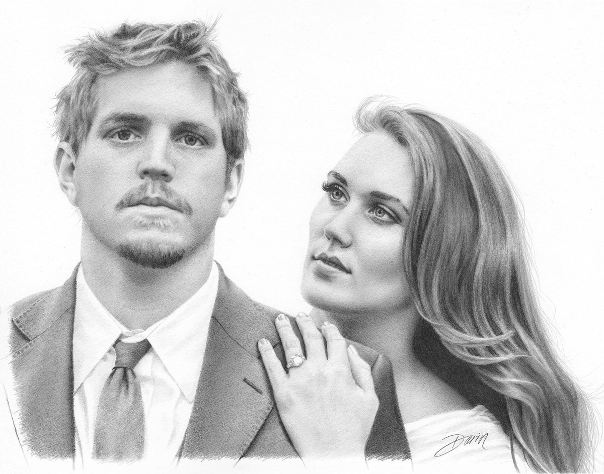 Ben & Lauren, Graphite on Museum Board