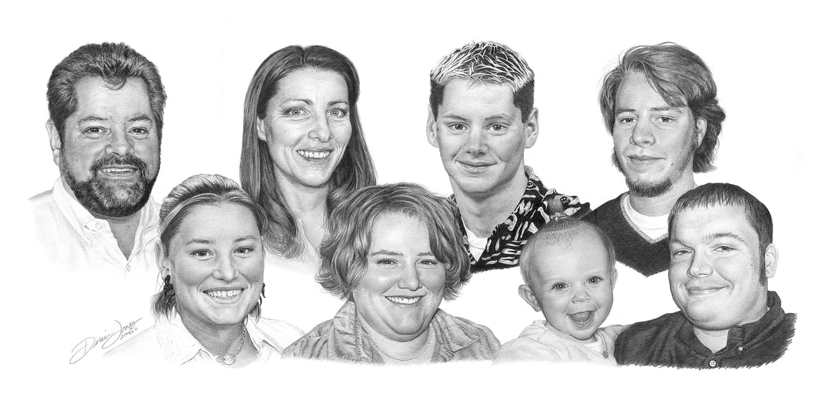 Tabor Family, Graphite on Museum Board