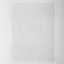 A clear plastic sleeve protector with three columns, three rows of nine blank rectangular sections for trading cards, and a side tab of multiple holes for binder storage, shown on a light gray background.