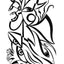Black and white abstract pen‑and‑ink drawing with optical‑illusion shapes, featuring stylized animal-like faces, eye motifs, and a mouth saying, "BLAH!"