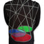 Black long-sleeve jacket shown from the back on a mannequin, featuring a painted geometric gray line pattern across the upper back and a stained-glass style multicolor abstract design near the lower back. BROADWAY is painted in gray at the bottom hem.