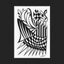 Black and white abstract pen‑and‑ink drawing with optical‑illusion shapes, featuring a checkered patterns; matted in black.