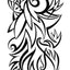 Black and white abstract pen‑and‑ink drawing with optical‑illusion shapes, featuring a stylized female profile.