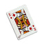 Back of the playing card showing the King of diamonds with a hand‑signed signature ‘DJ’ in black ink.