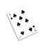 Back of the playing card showing the 7 of clubs with a hand‑signed signature ‘DJ’ in black ink.