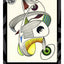 An abstract stylized illustration with three eyes, black linework with yellow, green, blue, red and orange accents on an off-white background and the word 'CONTORTION' at the bottom in alternating blue and green letters, with a black and gray design border, the DARIN JONES logo in the upper left, and website on the right.