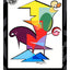 An abstract geometric composition with bold shapes in yellow, orange, green, red, purple, blue, and pink on a white field, surrounded by a black border, with the title 'FABRICATION' in blue text at the bottom, a black and gray design border, the DARIN JONES logo in the upper left, and website on the right.