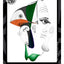 A surreal black-and-white face illustration with green, orange, and dark blue geometric shapes, with the title 'HA! HA! DALI!' in orange and green text at the bottom, a black and gray design border, the DARIN JONES logo in the upper left, and website on the right.