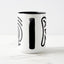 White ceramic coffee mug with a black handle and black interior, featuring a wrap‑around print of the Obscuratype™ artwork titled ‘Keith Haring.’