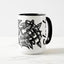 White ceramic coffee mug with a black handle and black interior, featuring a wrap‑around print of the artwork titled “Lookin’ Shark.“