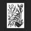 Black and white abstract pen‑and‑ink drawing with optical‑illusion shapes, featuring a stylized birds, a fish, face, and a mouth yelling "AHH!" matted in black.