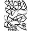 Black and white abstract pen‑and‑ink drawing with optical‑illusion, cubical shapes.