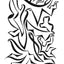 Black and white abstract pen‑and‑ink drawing with optical‑illusion shapes, a bird and eye.