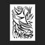 Black and white abstract pen‑and‑ink drawing with optical‑illusion shapes, featuring eye motifs and a stylized fox-like animal, matted in black.