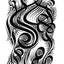 Black and white surreal pen‑and‑ink illustration with symbolic and geometric elements, calligraphic lines and eye motifs.