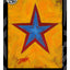 A painted stylized red star outline of a blue star on a textured yellow-orange background, the title 'RED STAR' at the bottom, a black and gray design border, the DARIN JONES logo in the upper left, and website on the right.