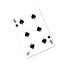Back of the playing card showing the 6 of spades with a hand‑signed signature ‘DJ’ in black ink.