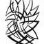 Black and white abstract pen‑and‑ink drawing with optical‑illusion, overlapping, triangular shapes.