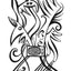Black and white abstract pen‑and‑ink drawing with optical‑illusion shapes, featuring stylized animal and human figure forms, and a retro TV displaying static. 
