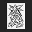 Black and white abstract pen‑and‑ink drawing with optical‑illusion shapes, featuring overlapping star polygons, matted in black.
