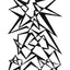 Black and white abstract pen‑and‑ink drawing with optical‑illusion shapes, featuring overlapping star polygons.