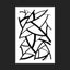 Black and white abstract pen‑and‑ink drawing with optical‑illusion shapes, matted in black.