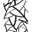 Black and white abstract pen‑and‑ink drawing with optical‑illusion shapes.
